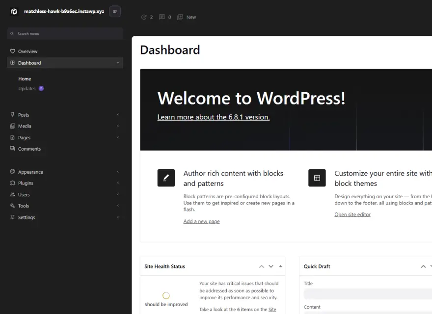 Antara muka WordPress